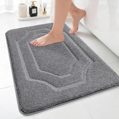 BEQHAUSE Bathroom Rugs Non Slip Bath Mat Soft Absorbent, 20"x32", Grey - color: Grey, size: 20"x32"