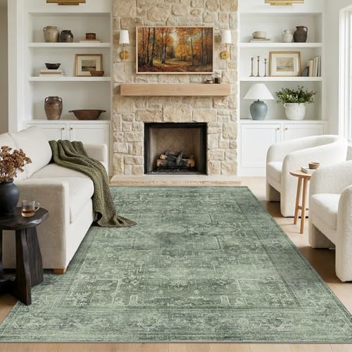 5x7 Washable Boho Area Rug, Non-Slip Teal Bedroom Nursery Carpet - color: Teal, size: 5' x 7' (Rectangular)