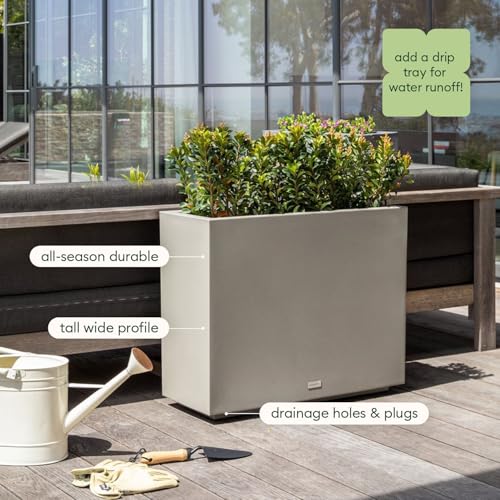 Veradek Block Series Span Planter - Tall Rectangular Outdoor Planter - color: Gray, size: Medium - 2 Pack