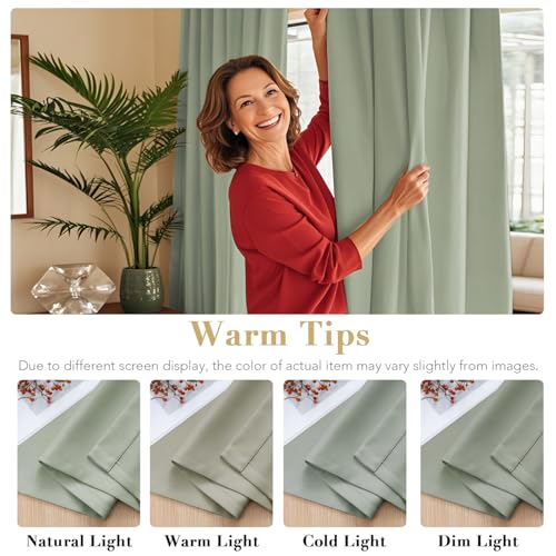 H.VERSAILTEX Blackout Curtains Thermal Insulated Window Treatment Panels Room Darkening Blackout Drapes for Living Room Back Tab/Rod Pocket Bedroom Draperies, 52 x 54 Inch, Light Sage, 2 Panels - color: Light Sage, size: 52"W x 54"L (Pack of 2)