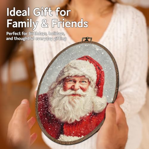 FLAWAFLOMA Red Christmas Santa Oval Canvas Wall Art Decor 8.6x11.4 Inch - color: Christmas-14