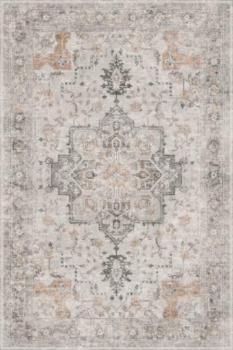 GENIMO 4x6 Washable Area Rugs for Living Room, Non Slip, Light Taupe Brown - color: Light Taupe Brown, size: 4' x 6' (Rectangular)