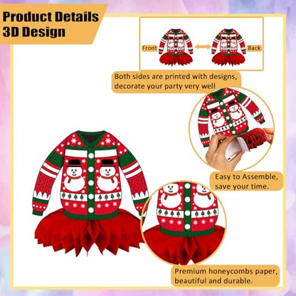 Christmas Ugly Sweater Party Decorations Honeycomb Centerpiece - style: Ugly Sweater