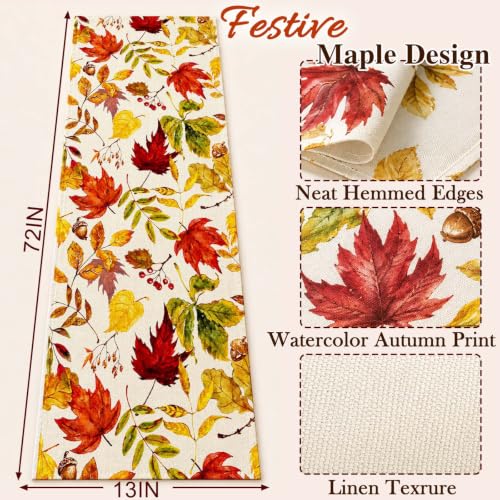 ONFAON Fall Decorations for Home, Fall Maple Leaves Table Runner - size: table runner-Fall Leave