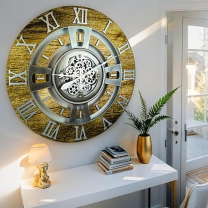 ImprovingLife The Gears Clock Real Moving Gear Wall Clock England Line (Gold Antique, 24 inches (60 cm)) - color: Gold Antique, size: 24 inches (60 cm)