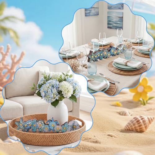 Yousoontic Summer Ocean Table Decorations with LED Lights, 3D Coastal Wooden Centerpieces for Tables, Nautical Starfish Turtles Beach Table Decor for Home Mantel Desk, Summer Party Decorations - style: Ocean