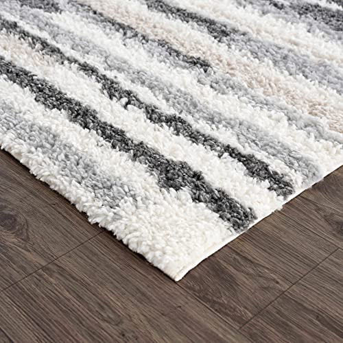 Hauteloom Lux Shag - Moroccan Farmhouse Hallway Entryway Kitchen Shaggy Runner Rug - Bohemian Shag - Plush High Pile - Southwestern Boho Soft Carpet - Tribal Aztec - Grey, Beige - 2'7" x 7'3" - color: Cream, Beige, Gray / Zoya, size: 2'7" x 7'3" (Runner)