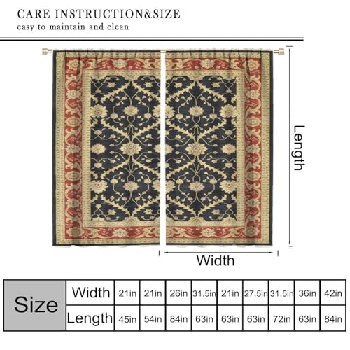 Vintage Boho Floral Curtains Rustic Country Farmhouse Teal Red Yellow Green Flower Pattern Window Drapes for Bedroom Living Room Kitchen Cafe （W20xL45 Inch） x2 Decor - color: Bohemia-13, size: 20"W x 45"L (Pack of 2)