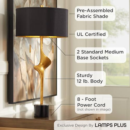 Athena 35 1/2" Large Table Lamp Gold Leaf Skinny Sculptural Mid Modern