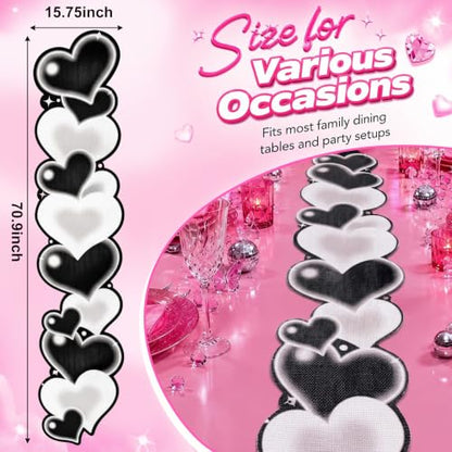 Preboun 2000S Heart Table Runner for Sock Hop Music Party Decorations - style: 2000S Heart