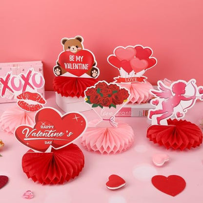 Valentine Table Centerpiece, 10Pcs Pink Heart Table Topper Decor - style: Valentines Day Style