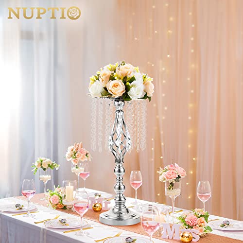 NUPTIO Silver Centerpiece for Wedding Table, 19.3" Tall, 10 Pcs - color: Silver, size: Medium - 10 Pcs