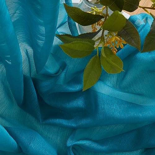 HLC.ME Semi Sheer Grommet Curtains, 2 Panels, 54x84 Inch, Aqua Blue Teal - color: Aqua Blue (Teal), size: 54"W x 84"L (Pack of 2)