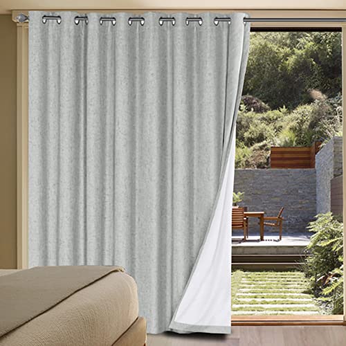 H.VERSAILTEX Linen Blackout Curtains Durable Thick Textured Linen Look 100% Blackout Patio Door Curtain Anti Rust Grommet Extra Wide Sliding Door Curtain Panel, Glacier Gray, W100 x L84 inch - color: Glacier Gray, size: 100"W x 84"L (Pack of 1)