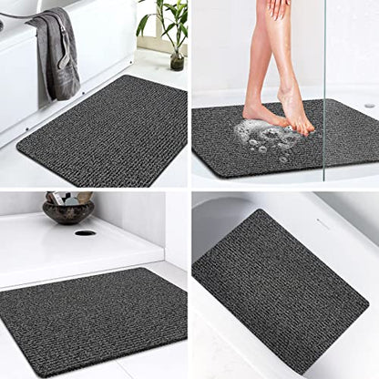 LuxStep Shower Mat Bathtub Mat,Non-Slip Bath Mat with Drain, Quick Drying - color: Black, size: 36" x 24"