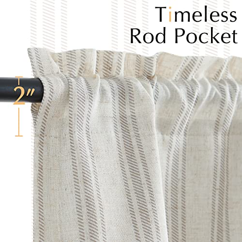 jinchan Striped Linen Valance 18 Inch Farmhouse 1 Panel Grey on Beige - color: Striped Grey on Beige, size: 50"W x 18"L (Pack of 1)
