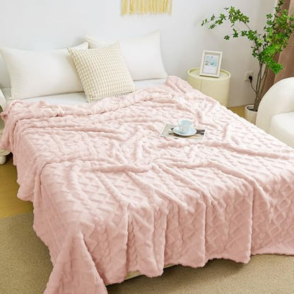 Aganear Fleece Throw Blanket for Couch Sofa 50"x60" Pink - color: Pink, size: Throw(50×60in)