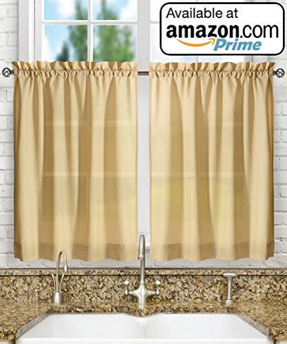 Ellis Curtain Stacey 54-by-13 Inch Ruffled Filler Valance (Almond) - color: Almond