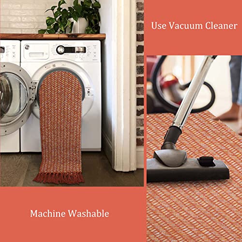Lahome Boho Bathroom Runner Rug, 2x6 Fall Washable Rugs for Hallways - color: Rust/Multi, size: 2' x 6' (Runner)