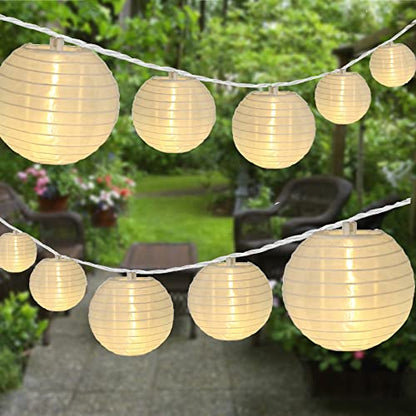 Vigdur White Paper Lantern String Lights Plug in Connectable, 9.8FT - color: White Lantern - Large and Small