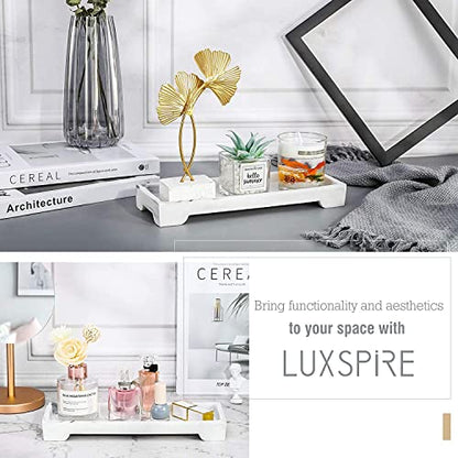 Luxspire Marble Tray for Soap Dispenser Perfume Jewelry, S, Gravel White - color: D - Gravel White, style: Small