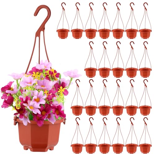 Roshtia 24 Pcs Hanging Planter Pot with Hook, Brown, 3.7 Inch - color: Brown, size: 3.7 Inch