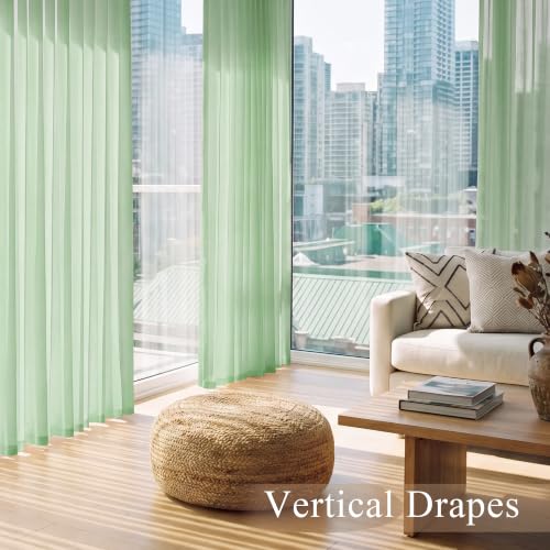 PONY DANCE 4 Panels Sheer Curtains 108 Inches Long, Sage Green, W42 x L108 - color: Sage Green, size: 42"W x 108"L (Pack of 4)