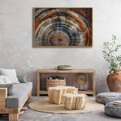 BingruiArt Faux Wood Tree Ring 04 Canvas Wall Art 24x36 Framed - color: Tree Ring - 04, size: 36"L x 24"W
