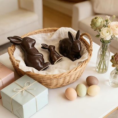 Tuitessine Set of 3 Easter Decorations Chocolate Ceramic Bunny Figurines Spring Home Decor Tiered Tray Desktop Mantle Shelf Table Centerpiece Mantel Display Easter Rabbit Ornaments Ideas