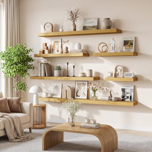 RICHFOCUS 24" Bathroom Floating Shelves for Wall 2Pack|Oak - color: Oak, size: 24"L x 11.6"D, Set of 2