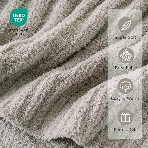 Battilo Grey Throw Blanket for Couch, Fluffy Soft Chenille Blanket, 50"x60" - color: Grey, size: 50"x60"