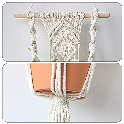 Artilady Macrame Plant Hanger, Boho Hanging Planter for Indoor Plants - color: White D