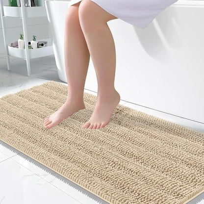 OLANLY Thick Large Bathroom Rugs 50x30, Soft Chenille Bath Rugs, Beige - color: Beige, size: 50" X 30"