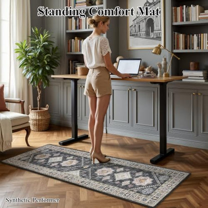 Ileading Anti Fatigue Kitchen Mat, Non Slip Cushioned Standing Floor Mat, Waterproof Kitchen Runner Rug, Farmhouse Comfort Padded Mat for Sink, Laundry, Office, Black, 24''x71'' - color: Black