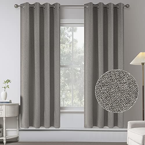 KEQIAOSUOCAI 72 Inch Length Linen Blackout Curtains -100% Sun Blocking Energy Saving Thermal Insulated Modern Country Curtain Drapes for Bedroom/Living Room (Stone,2 Panels,W 52 x L 72 Inches Long) - color: Stone, size: 52"W x 72"L (Pack of 2)