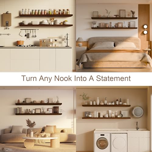 60in Floating Shelves, 2-Pack 12in Deep Wall Shelf