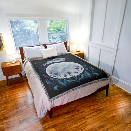 Pure Country Weavers Christmas Rose by Episodic Drawing - Gift Tapestry Throw Blanket Woven from Cotton - Made in The USA (72x54) - color: Easter Moon, size: 72x54