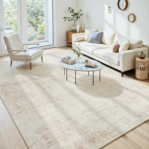 6x9 Washable Area Rug for Living Room Bedroom: Non-Slip Modern Beige White - color: Beige/White, size: 6' x 9' (Rectangular)