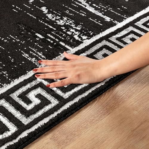 GLORY RUGS Area Rugs Marble 2x7 Black Gray Carpet Modern Abstract Rug Living Room Dining Bedroom Rug - color: Black Gray, size: 2' x 7' (Rectangular)