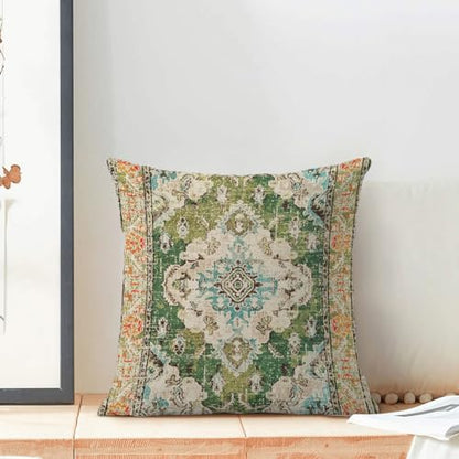 Green Carpet Rug Design Boho Pillow Covers 16x16 Set of 2 - color: Boho-14, size: 16" x 16" (Pack of 2)