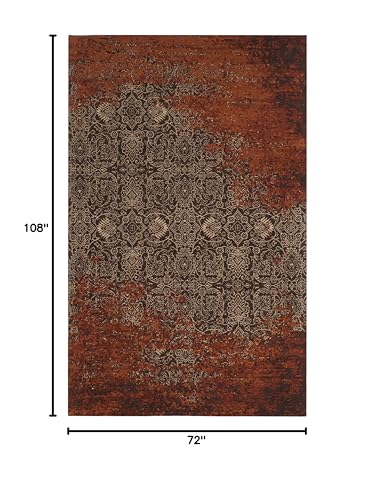 SAFAVIEH Classic Vintage Collection Area Rug - 6' x 9', Rust & Brown, Distressed Design, Non-Shedding & Easy Care, Ideal for High Traffic Areas in Living Room, Bedroom (CLV224A) - color: Rust/Brown, size: 6' x 9' (Rectangular)