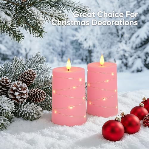 Raycare Pink Battery Operated Flameless LED Pillar Candle with Remote Timer - color: 2pc-pink