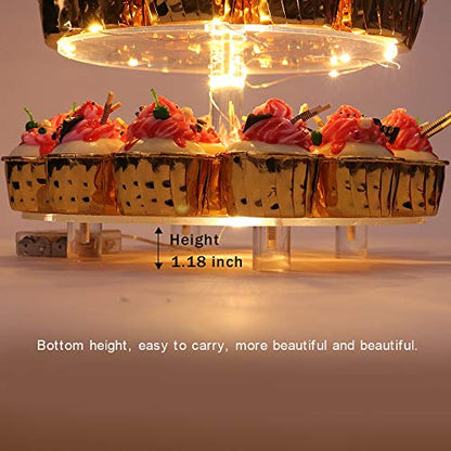 YestBuy 4 Tier Round Cupcake Stand with Yellow Lights for Party - color: Yellow, size: 4 Tier Round