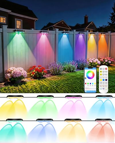Outdoor Fence Lights 8 Pack, 50ft Smart RGB Outdoor Lights, APP - size: 50Ft-8Pack
