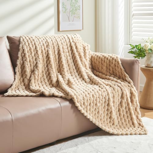 NEWCOSPLAY Fleece Clouds Cozy Throw Blanket for Couch, Brown, 50"x60" - color: Brown, size: Throw(50"x60")