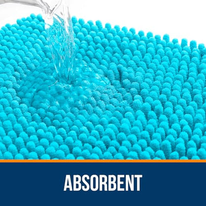 OLANLY Toilet Rugs U-Shaped 20x20, Soft Absorbent Chenille Contour Rugs - color: Aqua Sky, size: 20" X 20" Contour Rug
