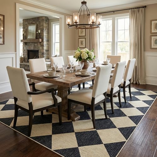 GarveeHome 6x9 Checkered Area Rug Black and Brown Washable Living Room Rug - color: Dark/Coffee, size: 6' x 9' (Rectangular)