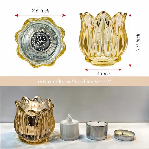 Tulip Votive Candle Holders Set of 6, Glass, Gold - color: Gold - Set of 6