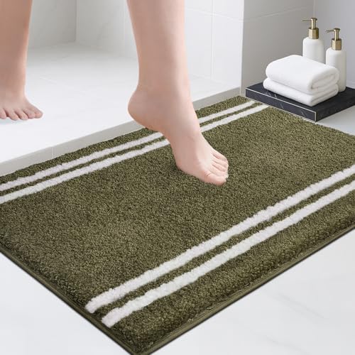 PURRUGS Bathroom Rug, Bath Mat, 20" x 30", Olive Green - color: Olive Green, size: 20" X 30"