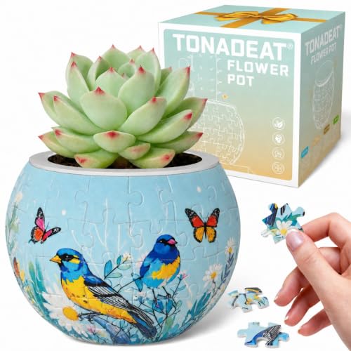 3D Puzzles Flower Pots, Puzzles for Adults and Kids,Small,Cactus Decor,Succulent Planters Pots for Indoor,Plant Gifts for Plant Lovers Creative Gifts(red-5)